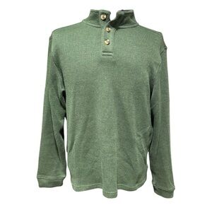 Hawker Rye Green Sweater Henley Size Large Mock Neck Cotton Blend Soft Office